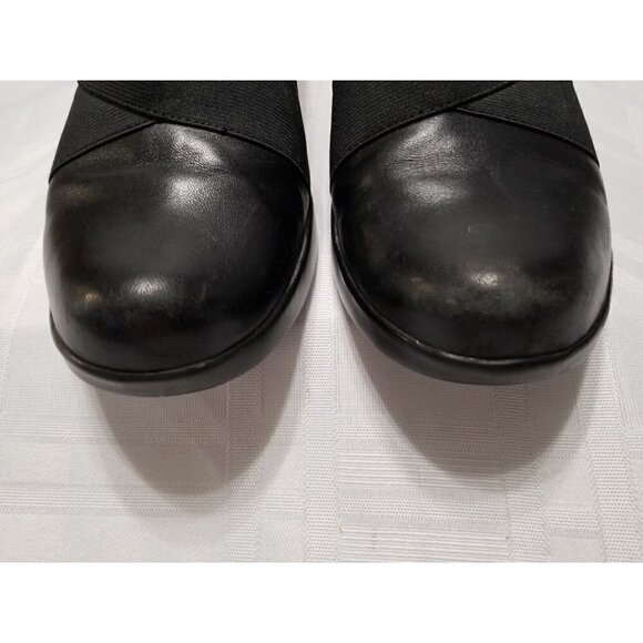 Dansko Black Leather Slip On Block Heels Shoes Women's 41 / 9.5 M - Picture 5 of 9